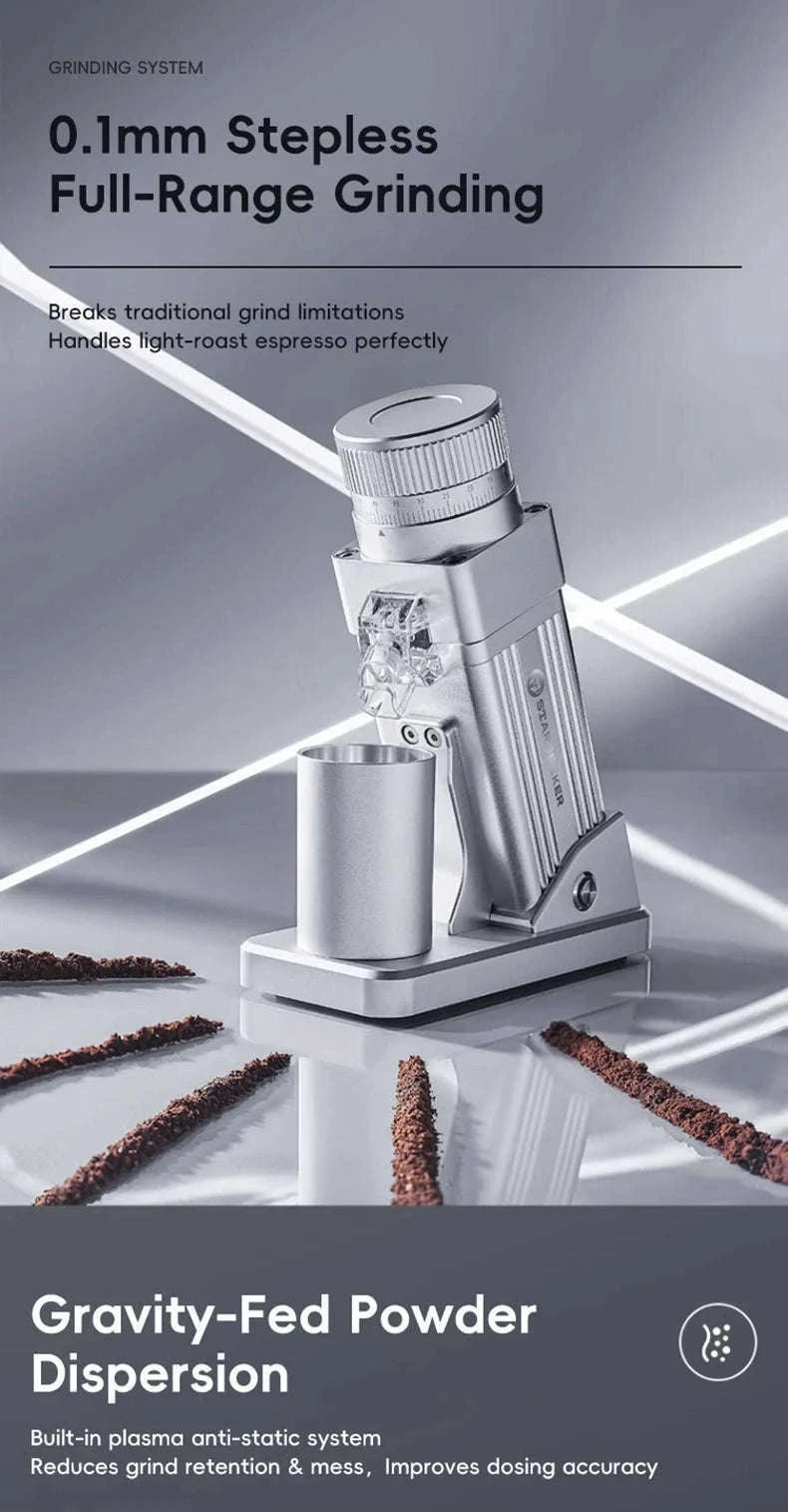 Electric Coffee Grinder E55Pro 55mm Titanium Burr Precision-PRO-white-plasma / Poland / 110V-240V|EU
