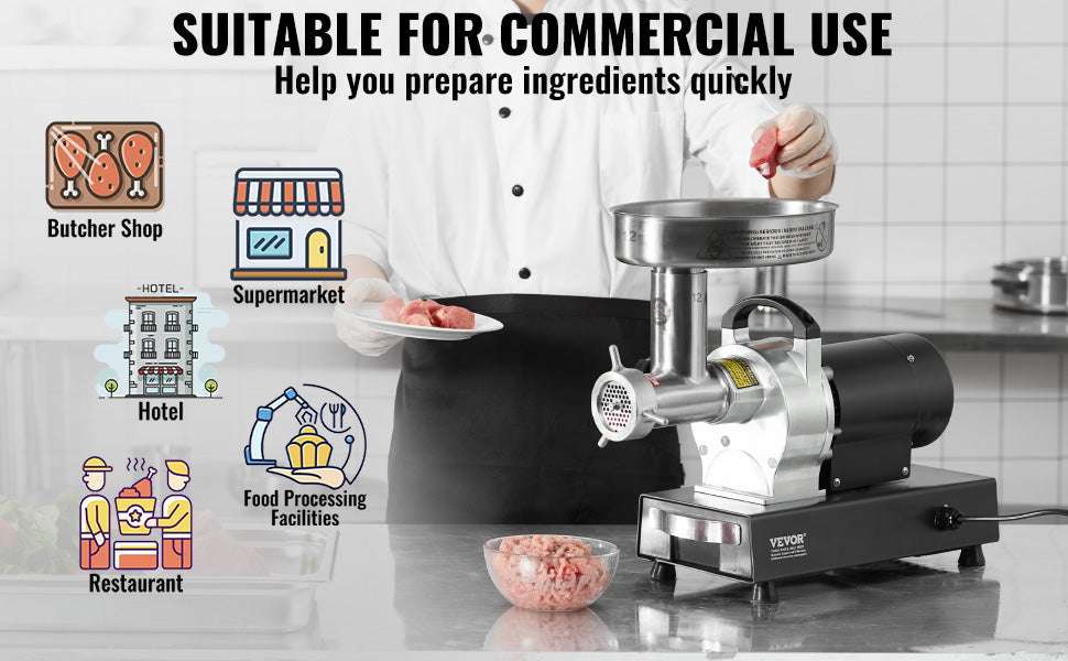 Electric Commercial Meat Grinder 550W Stainless Steel Sausage Maker-9pound 12size / United States