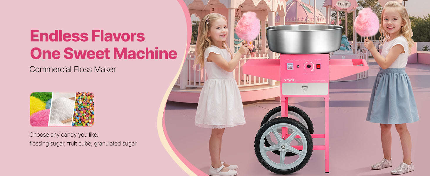 Electric Cotton Candy Machine with Cart and Stainless Steel Bowl-PURPLE / CZECH REPUBLIC