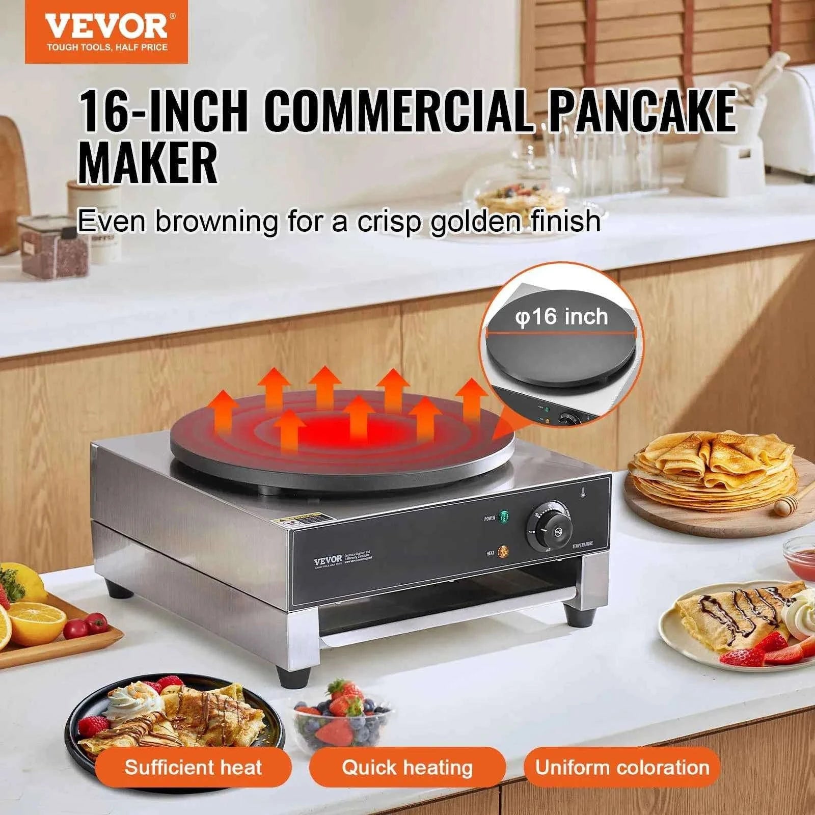 Electric Crepe Maker 16 Inch Commercial Flat Plate Griddle-17 x 18inch / Canada