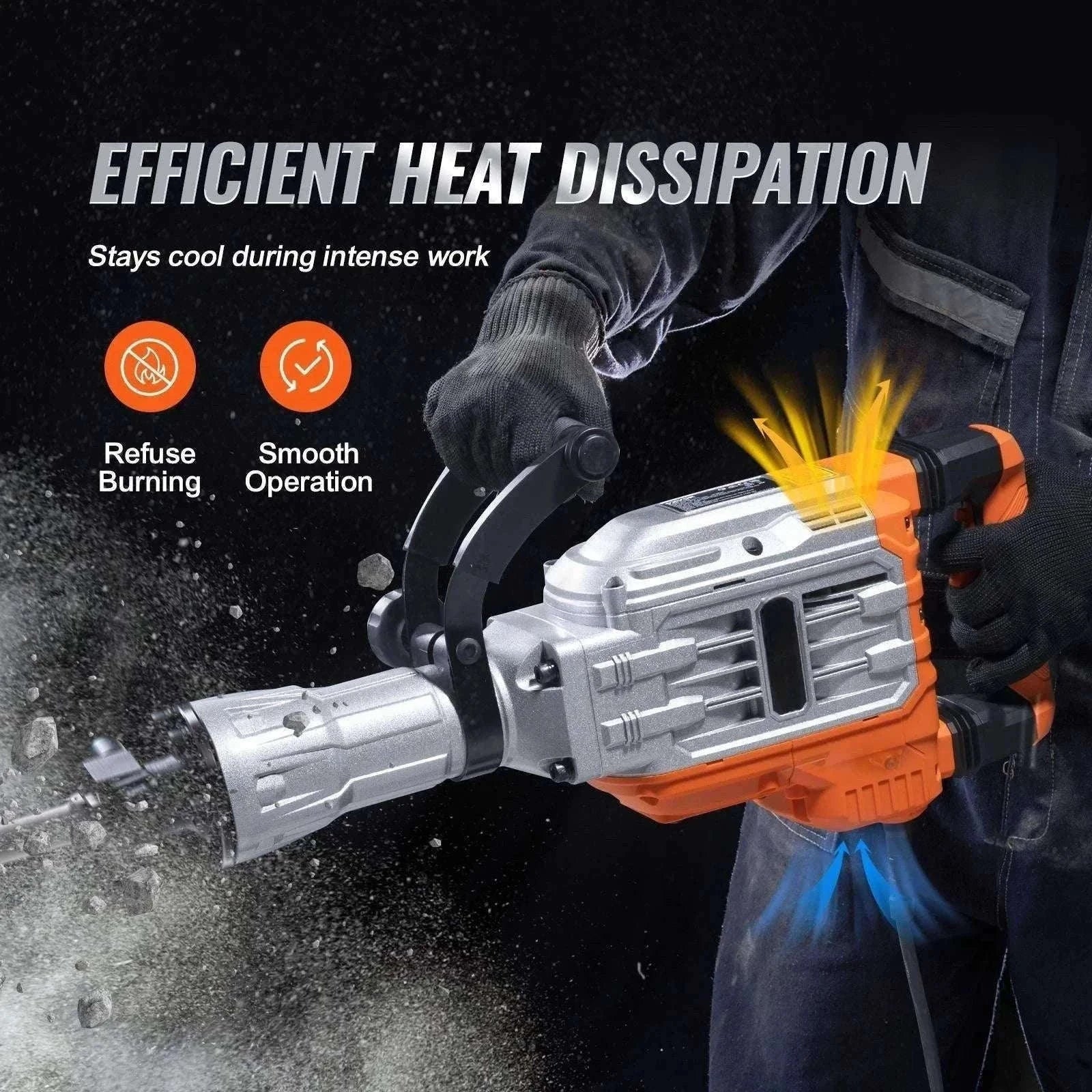 Electric Demolition Jack Hammer 1500W–3500W Concrete Breaker Kit-2200W 4 Chisel Bits / spain