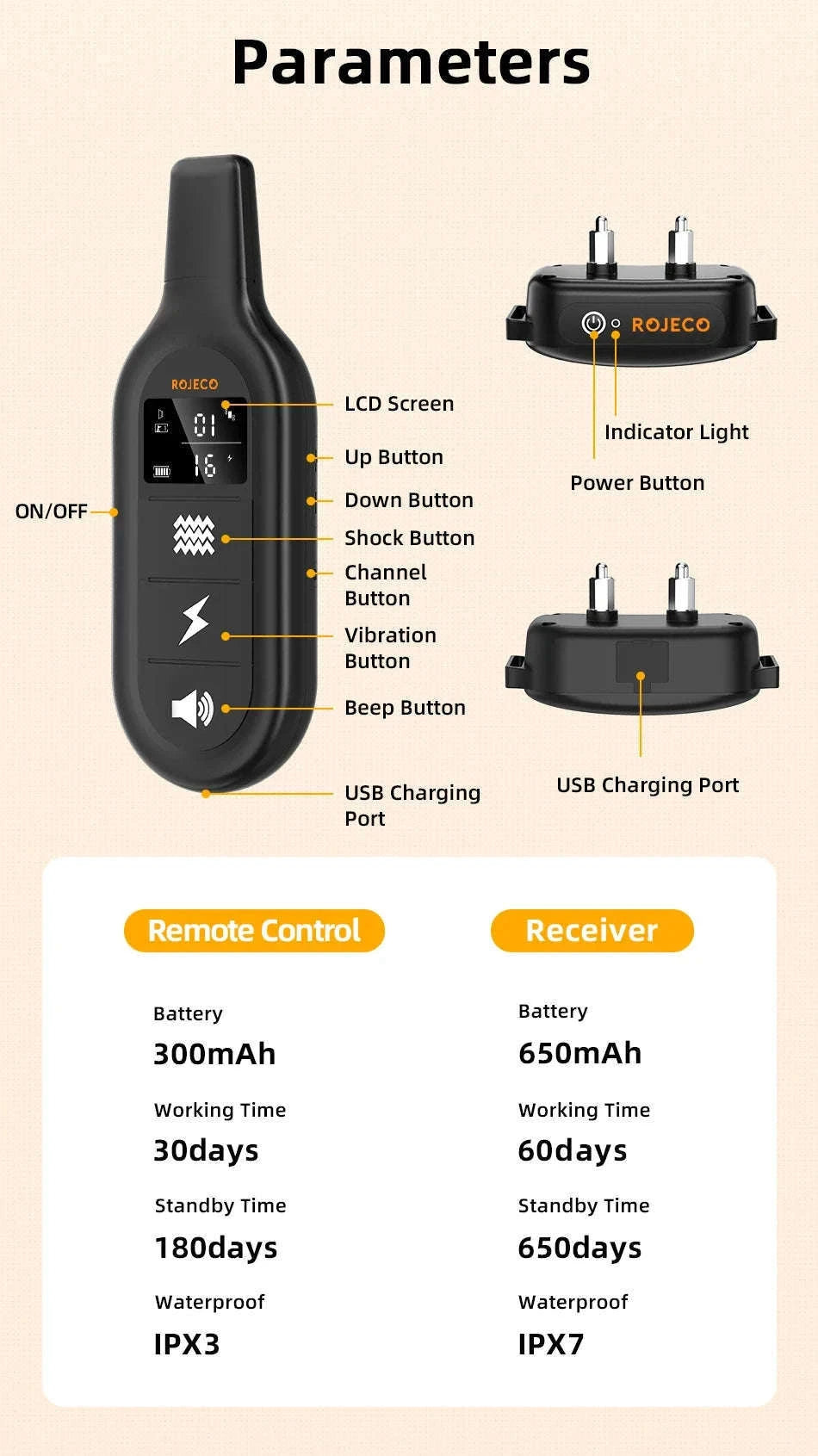 Electric Dog Training Collar with Remote Control-TC028 1 Collar