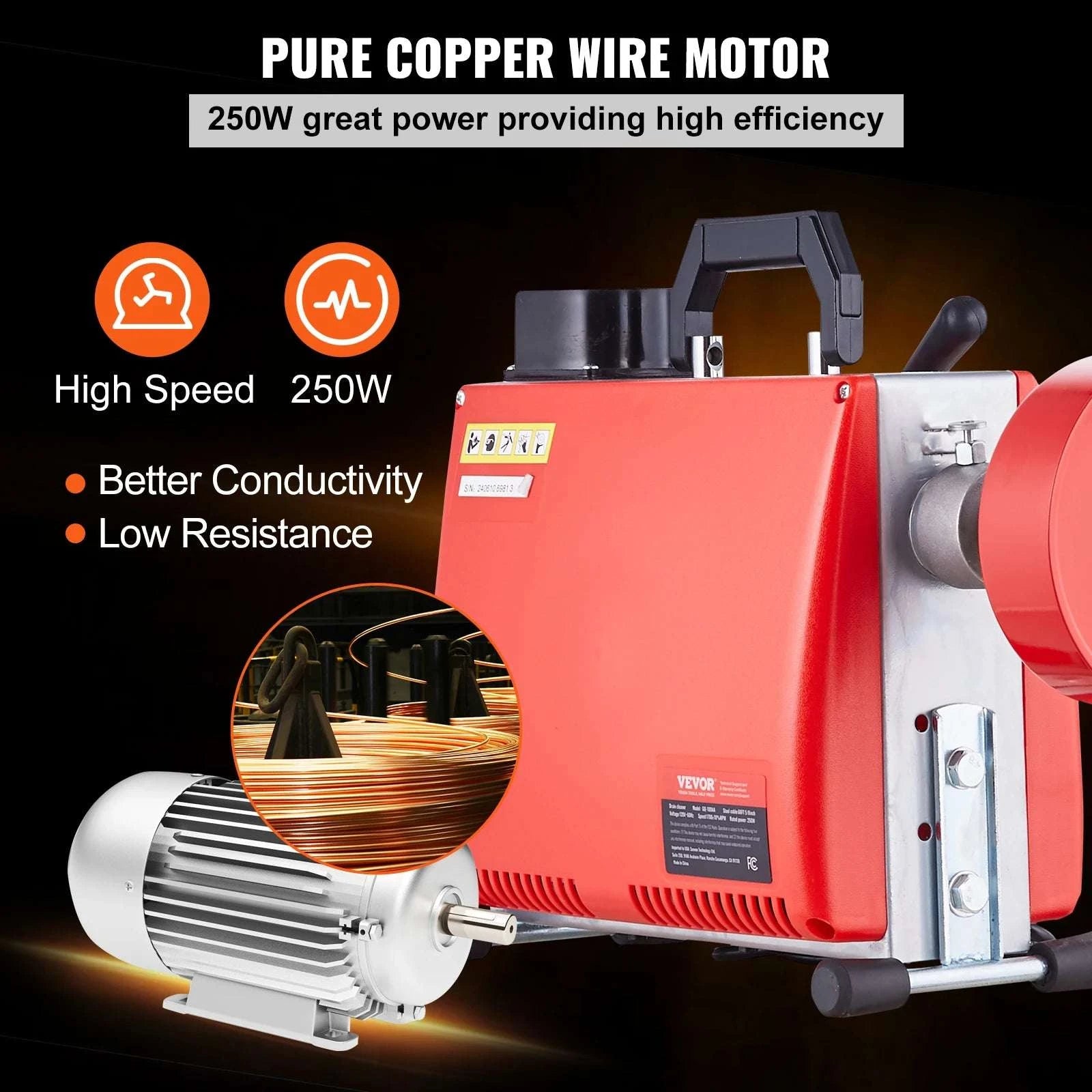 Electric Drain Cleaner Machine 250W Sewer Snake Auger with Cutters-250W / Poland