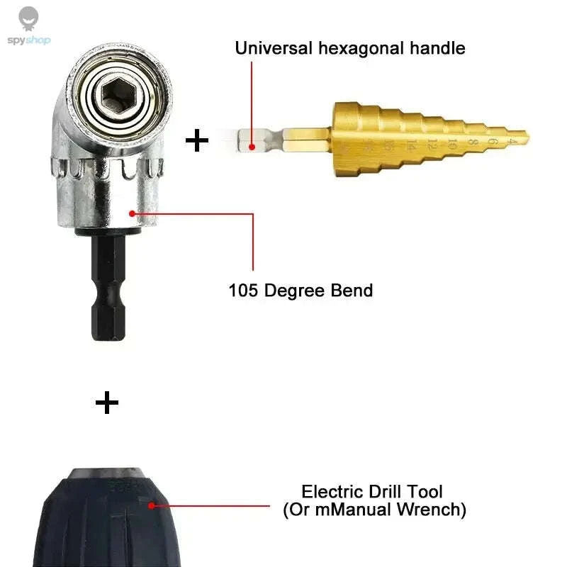 Electric Drill Corner Screwdriver Attachment – 105° Angle, Magnetic Bit Holder, Quick‑Connect Design-Turn screwdriver