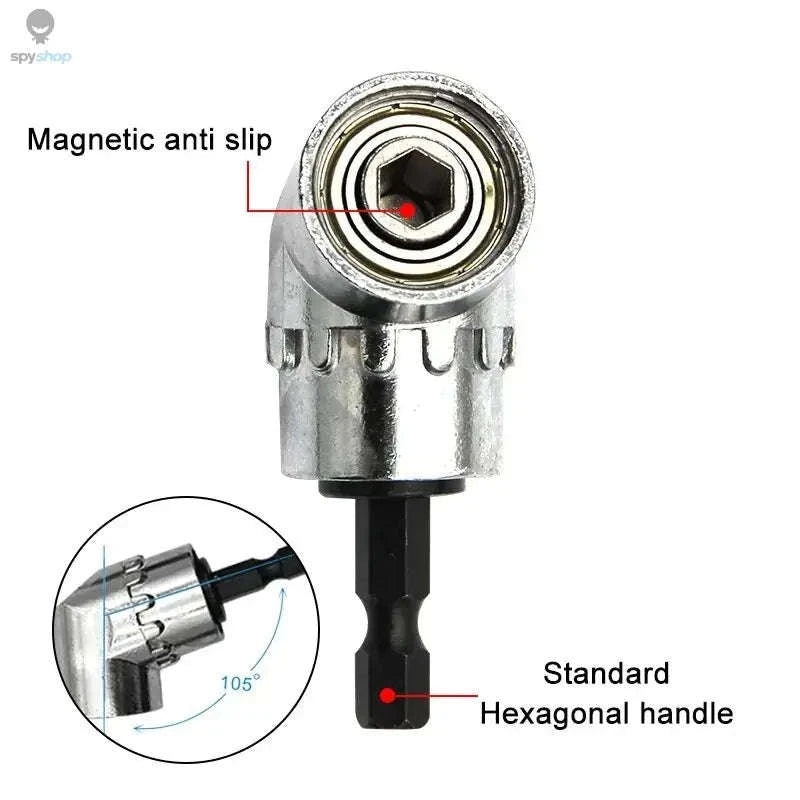 Electric Drill Corner Screwdriver Attachment – 105° Angle, Magnetic Bit Holder, Quick‑Connect Design-Turn screwdriver
