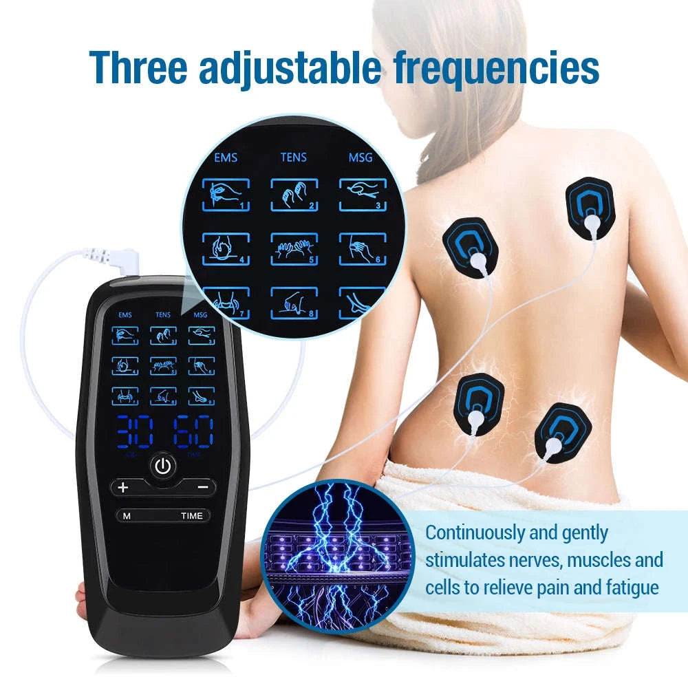 Electric EMS Acupuncture Body Massage Stimulator-Piano Black / China Mainland