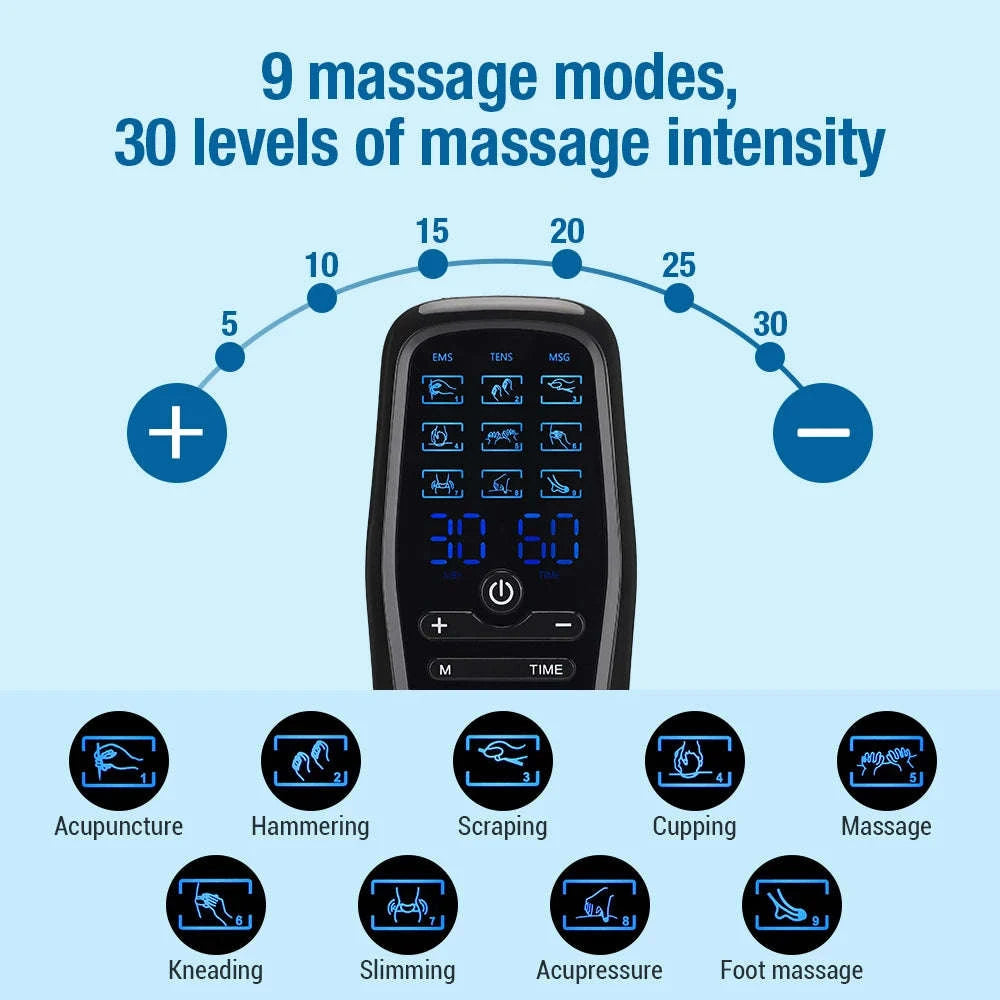 Electric EMS Acupuncture Body Massage Stimulator-Piano Black / China Mainland