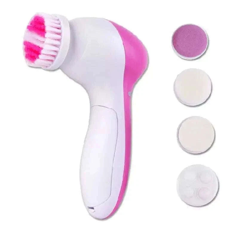 Electric Facial Cleaner 5-in-1 Brush for Daily Skincare-Pink