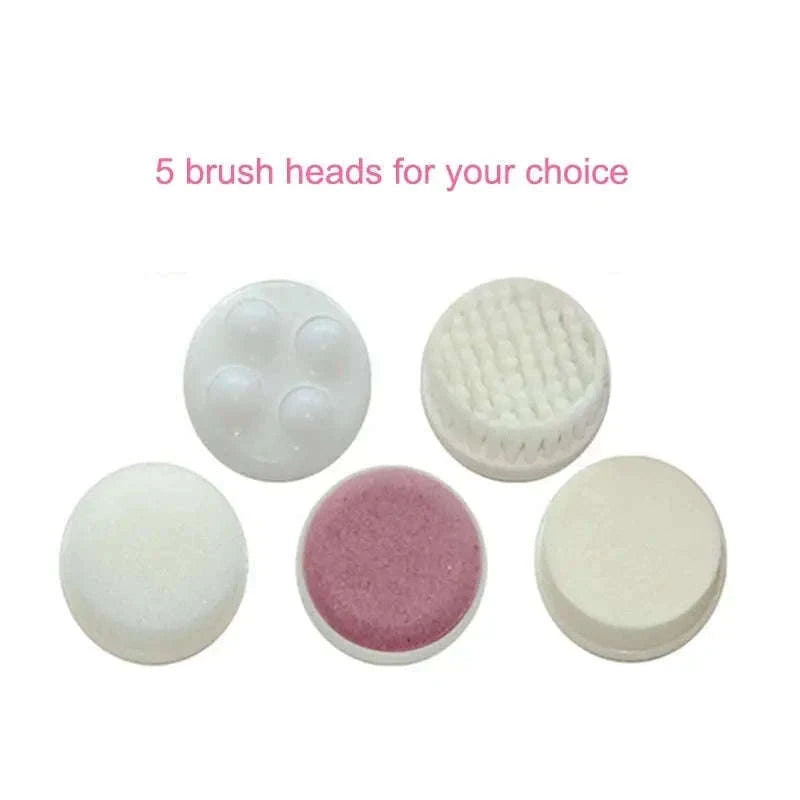 Electric Facial Cleaner 5-in-1 Brush for Daily Skincare-Pink