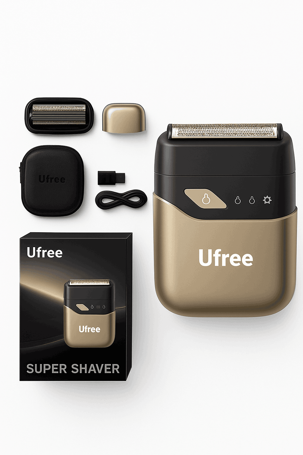 Electric Foil Shaver for Men, Wet & Dry Cordless Razor Twin Heads-Gold / United States / JP