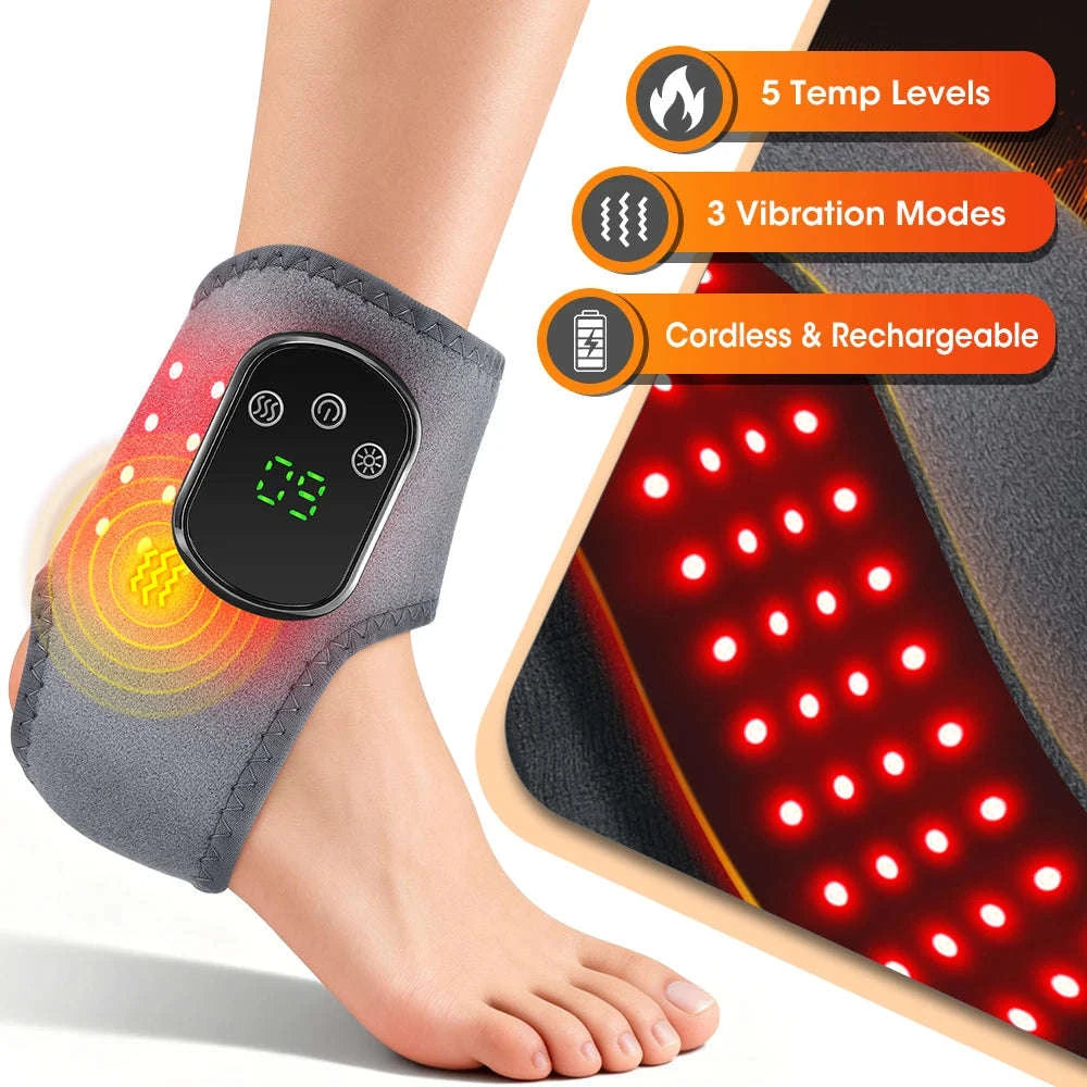 Electric Foot and Hand Massager with Heating and Vibration Support-Grey Wrist-5 level