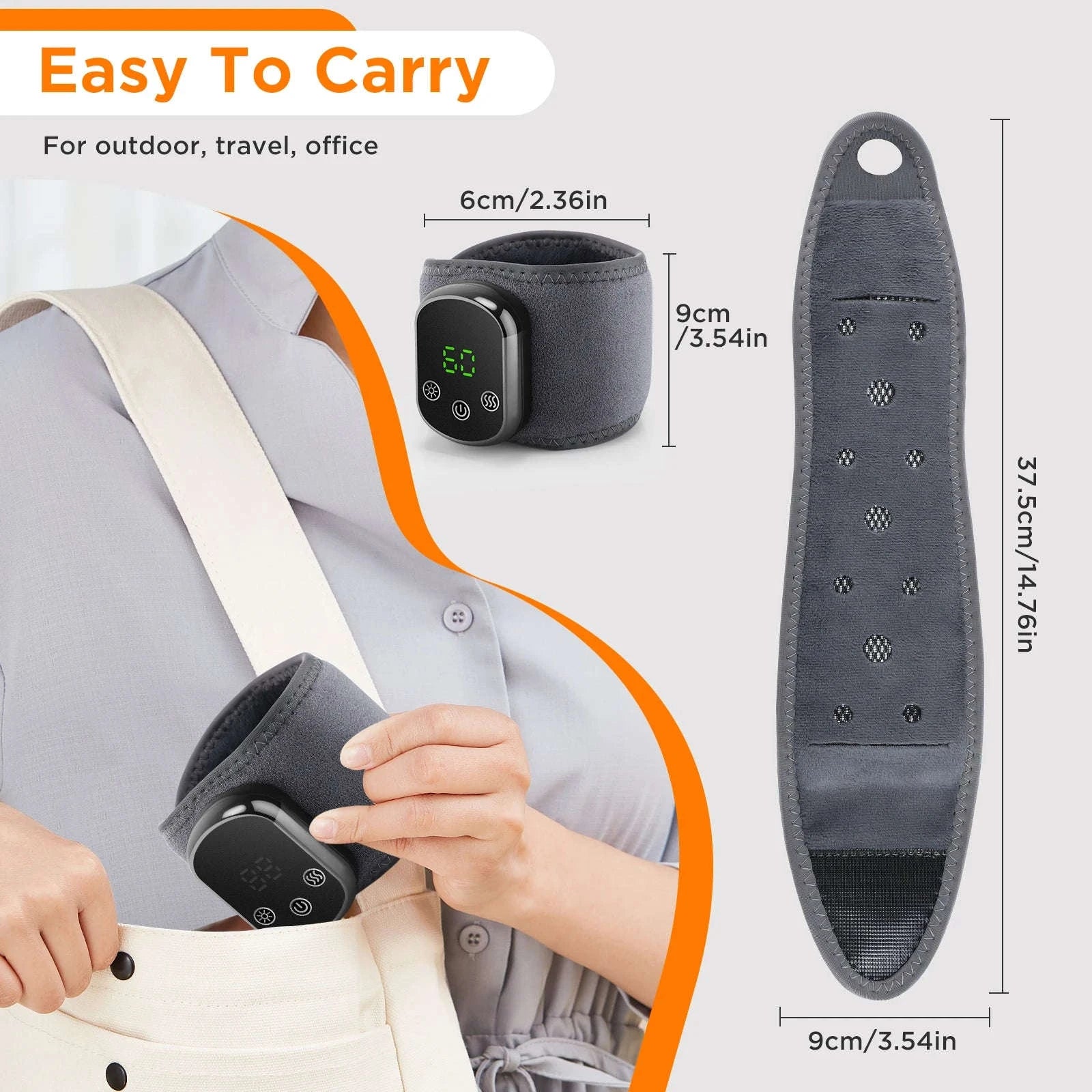 Electric Foot and Hand Massager with Heating and Vibration Support-Grey Wrist-5 level