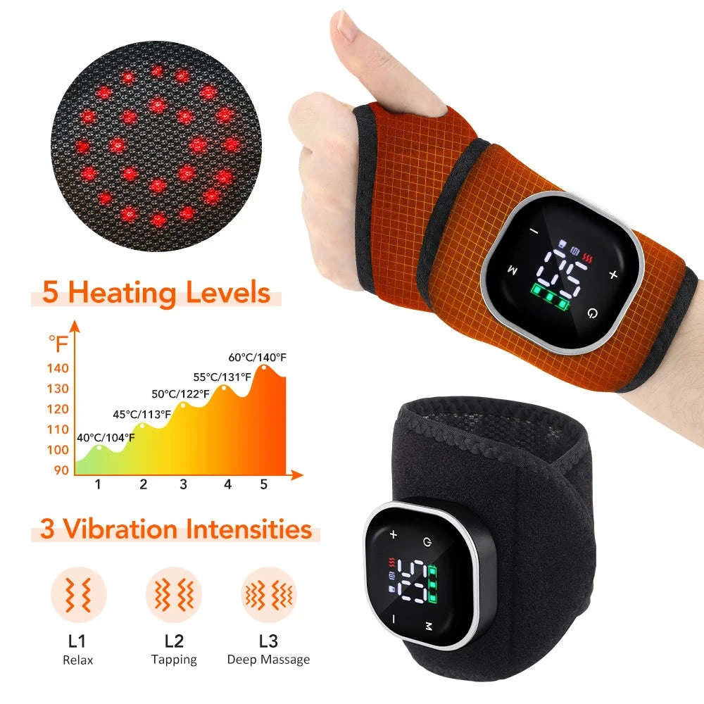 Electric Foot and Hand Massager with Heating and Vibration Support-Grey Wrist-5 level