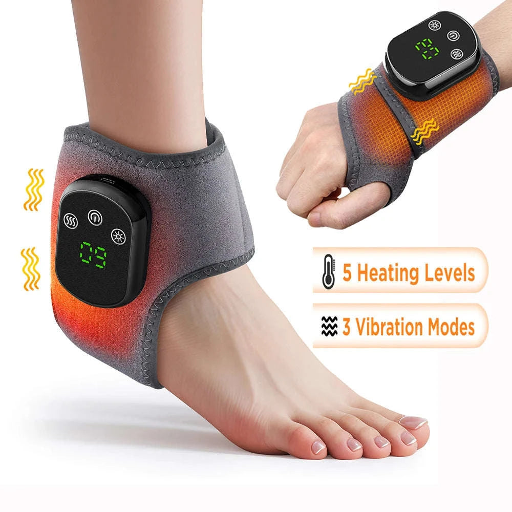 Electric Foot and Hand Massager with Heating and Vibration Support-Grey Wrist-5 level