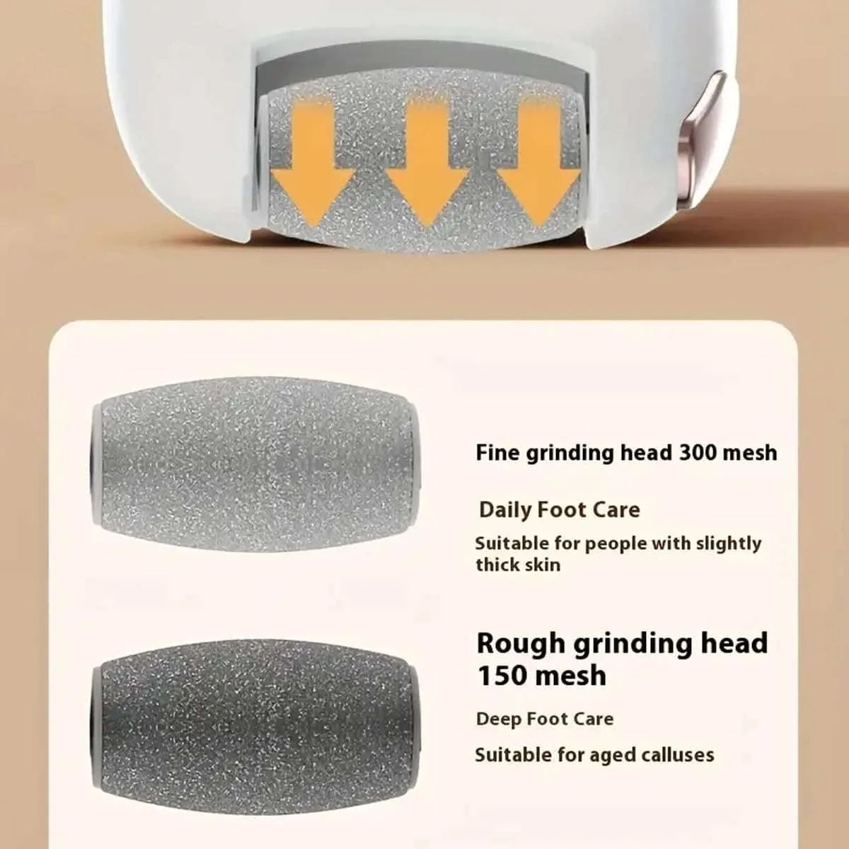 Electric Foot Callus Remover with 3 Roller Heads & 2 Speeds-Upgraded (3 Heads) / United States