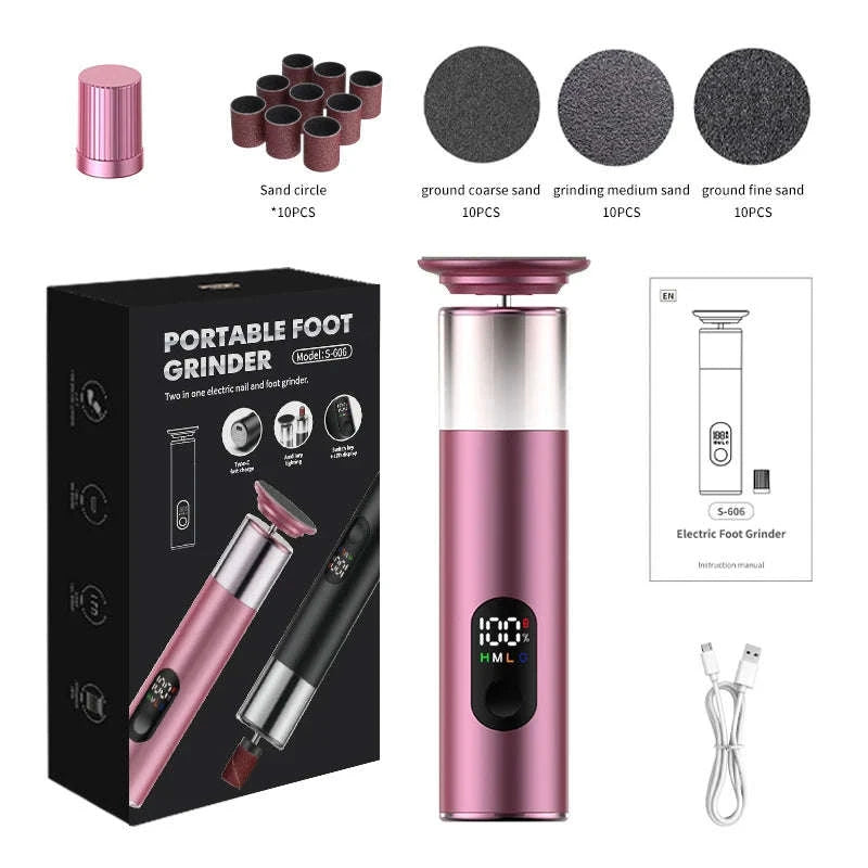 Electric Foot Grinder 2-in-1 Callus Remover & Nail Polisher-Black