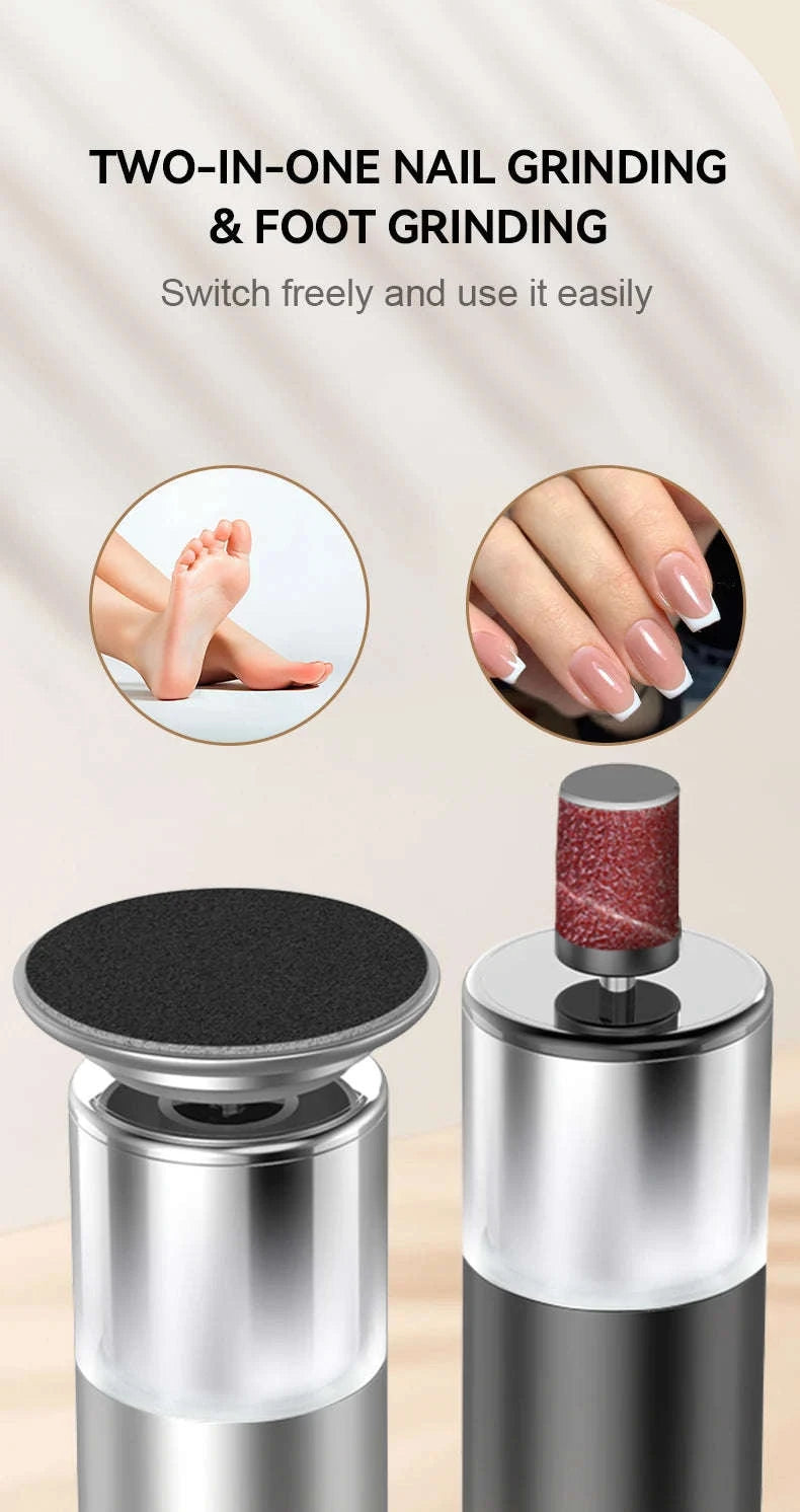 Electric Foot Grinder 2-in-1 Callus Remover & Nail Polisher-Black