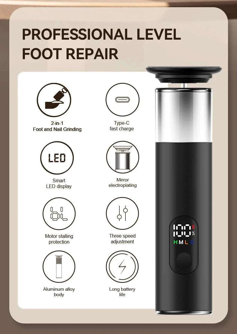 Electric Foot Grinder 2-in-1 Callus Remover & Nail Polisher-