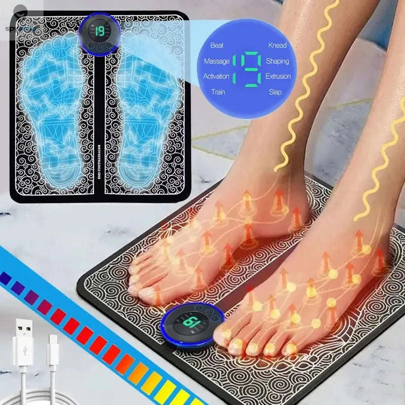 Electric Foot Massager Pad Muscle Massage Relaxation Trainer For Massage Fitness Outdoor Sport Home Family Relax-Black