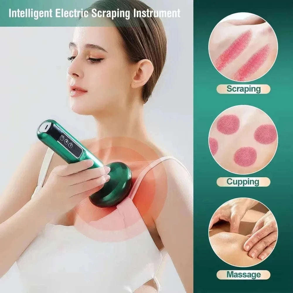 Electric GuaSha Vacuum Massager with Infrared Heat-A12-12 Green