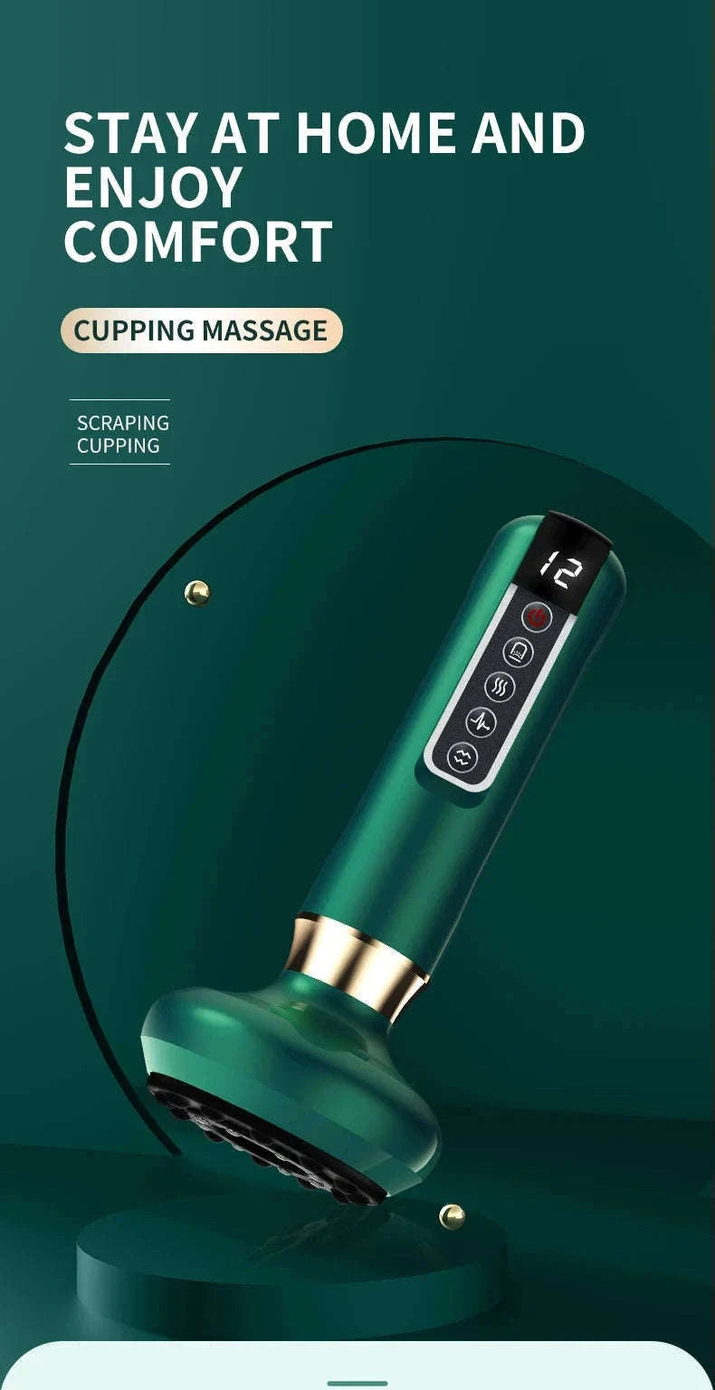 Electric GuaSha Vacuum Massager with Infrared Heat-A12-12 Green