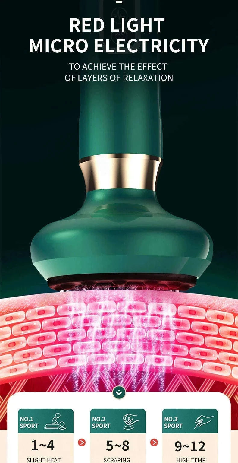 Electric GuaSha Vacuum Massager with Infrared Heat-A12-12 Green