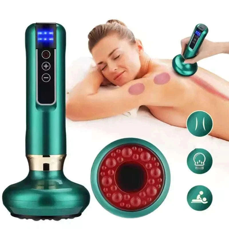 Electric GuaSha Vacuum Massager with Infrared Heat-A12-12 Green
