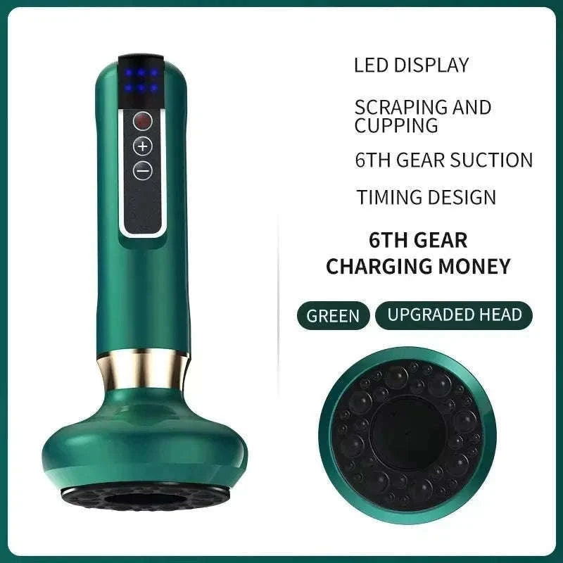 Electric GuaSha Vacuum Massager with Infrared Heat-A12-12 Green
