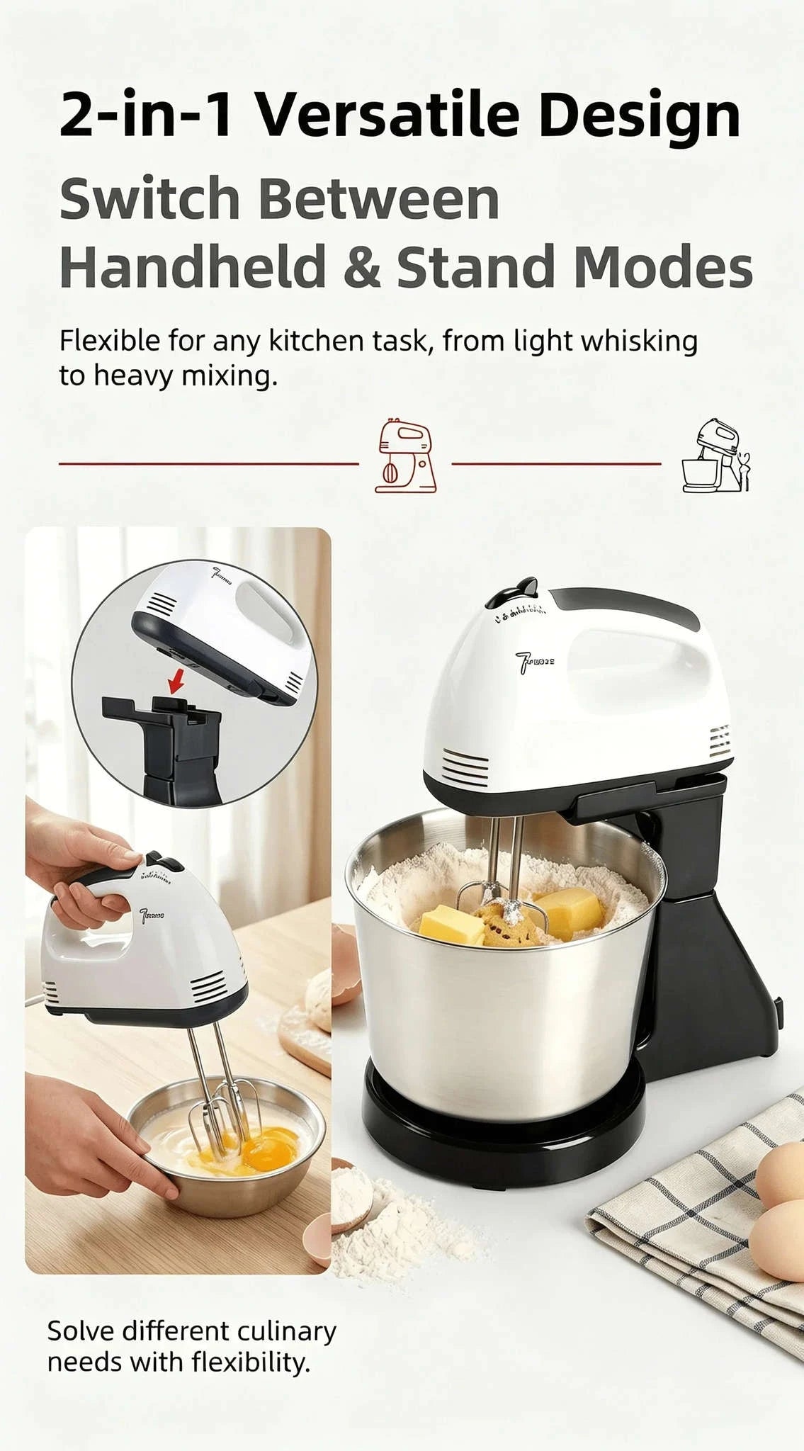 Electric Handheld Egg Beater Mixer-Two stirring sticks / United States / 100V-127V US Plug