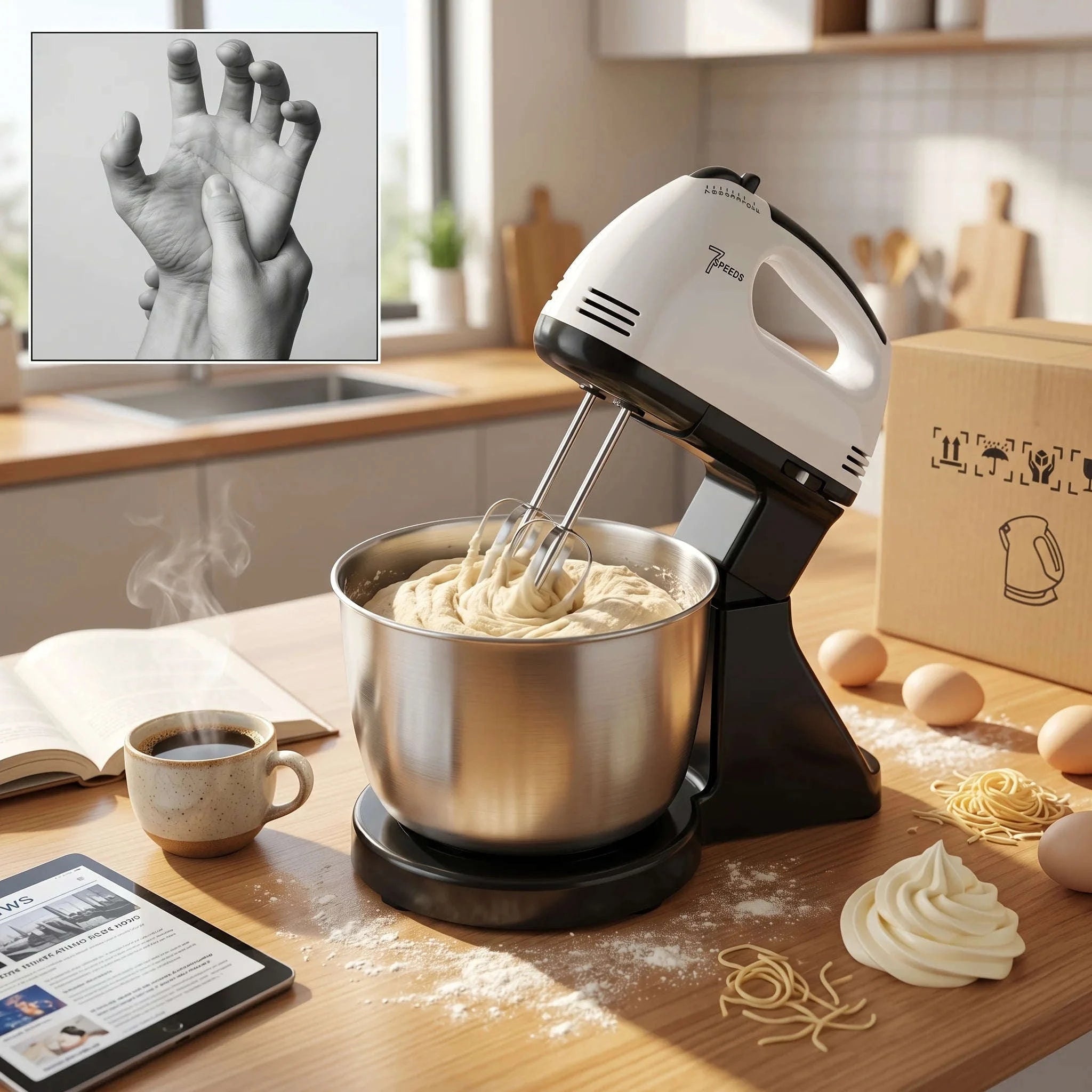 Electric Handheld Egg Beater Mixer-Two stirring sticks / United States / 100V-127V US Plug