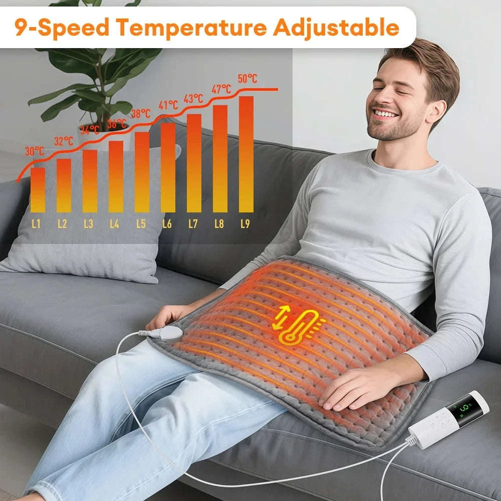 Electric Heating Pad with 9-Level Temperature & Timer-EU Plug 220-240V