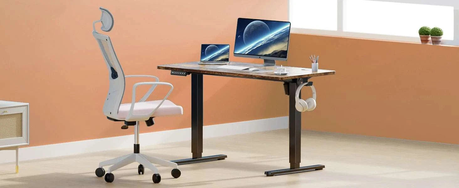 Electric Height Adjustable Standing Desk 63x24 Sit Stand Workstation-OAK / United States