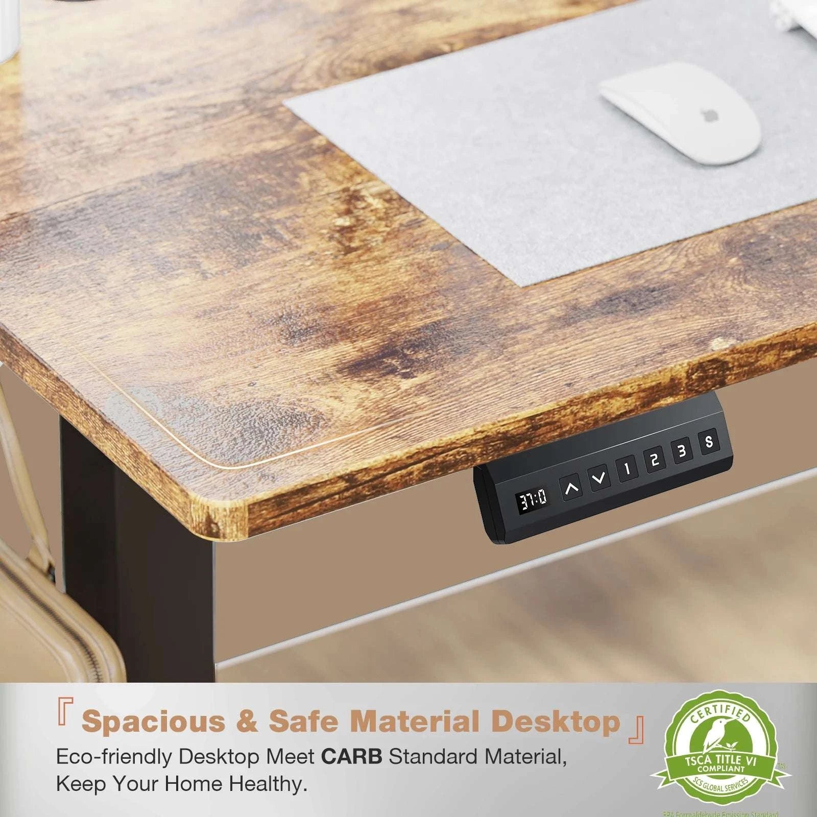 Electric Height Adjustable Standing Desk 63x24 Sit Stand Workstation-OAK / United States