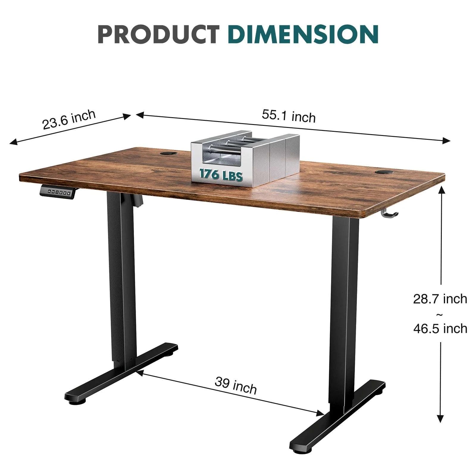 Electric Height Adjustable Standing Desk with Memory Settings-48IN OAK / United States