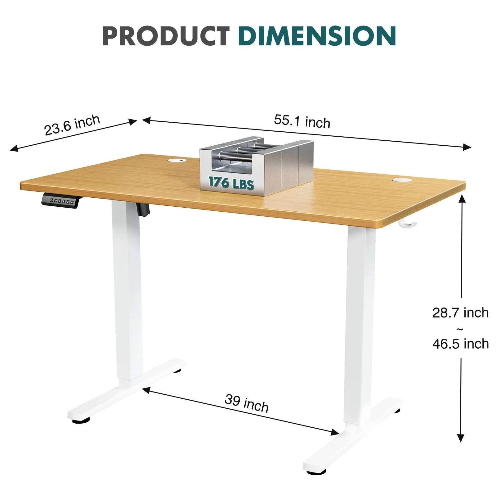Electric Height Adjustable Standing Desk with Memory Settings-48IN OAK / United States