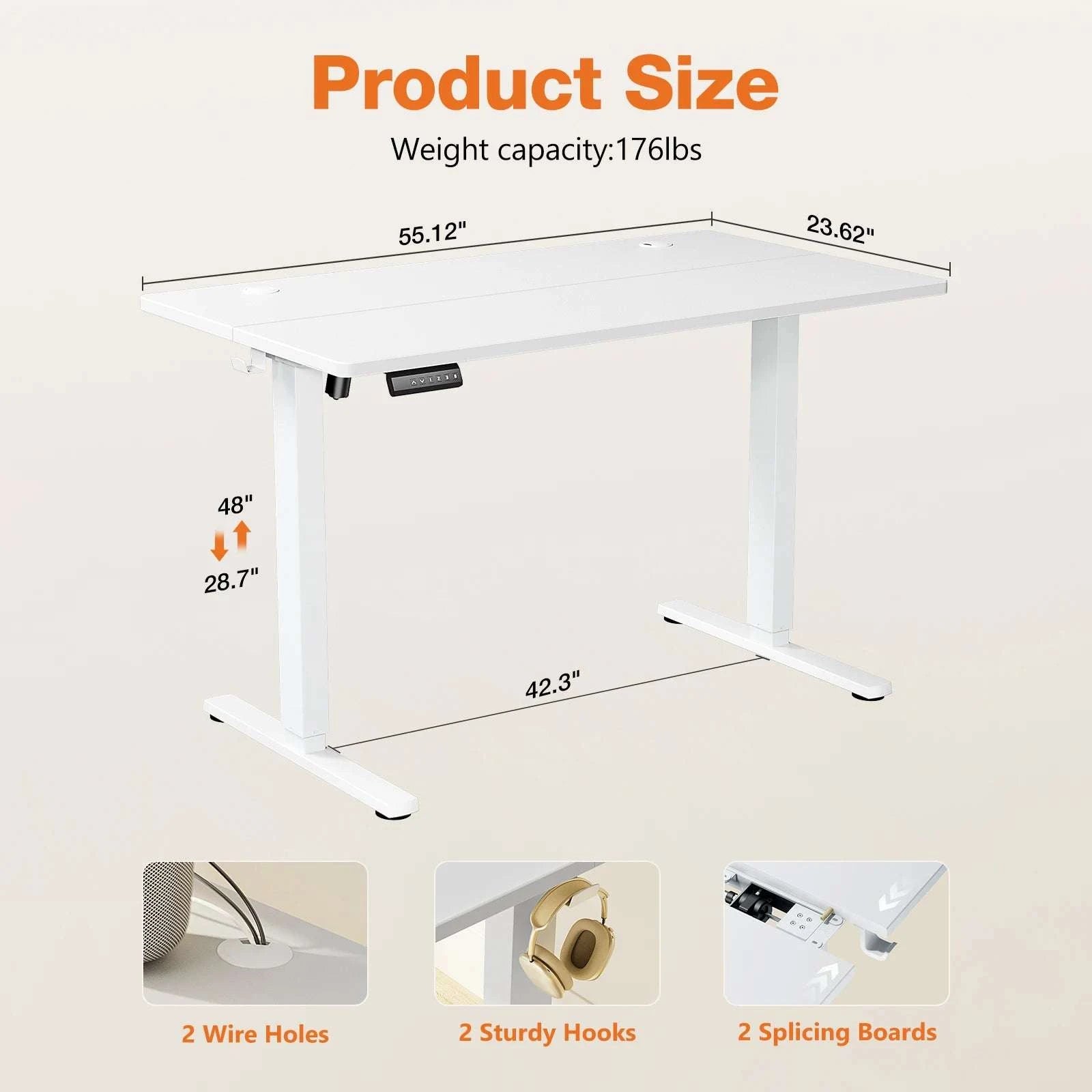 Electric Height Adjustable Standing Desk with Memory Settings-48IN OAK / United States
