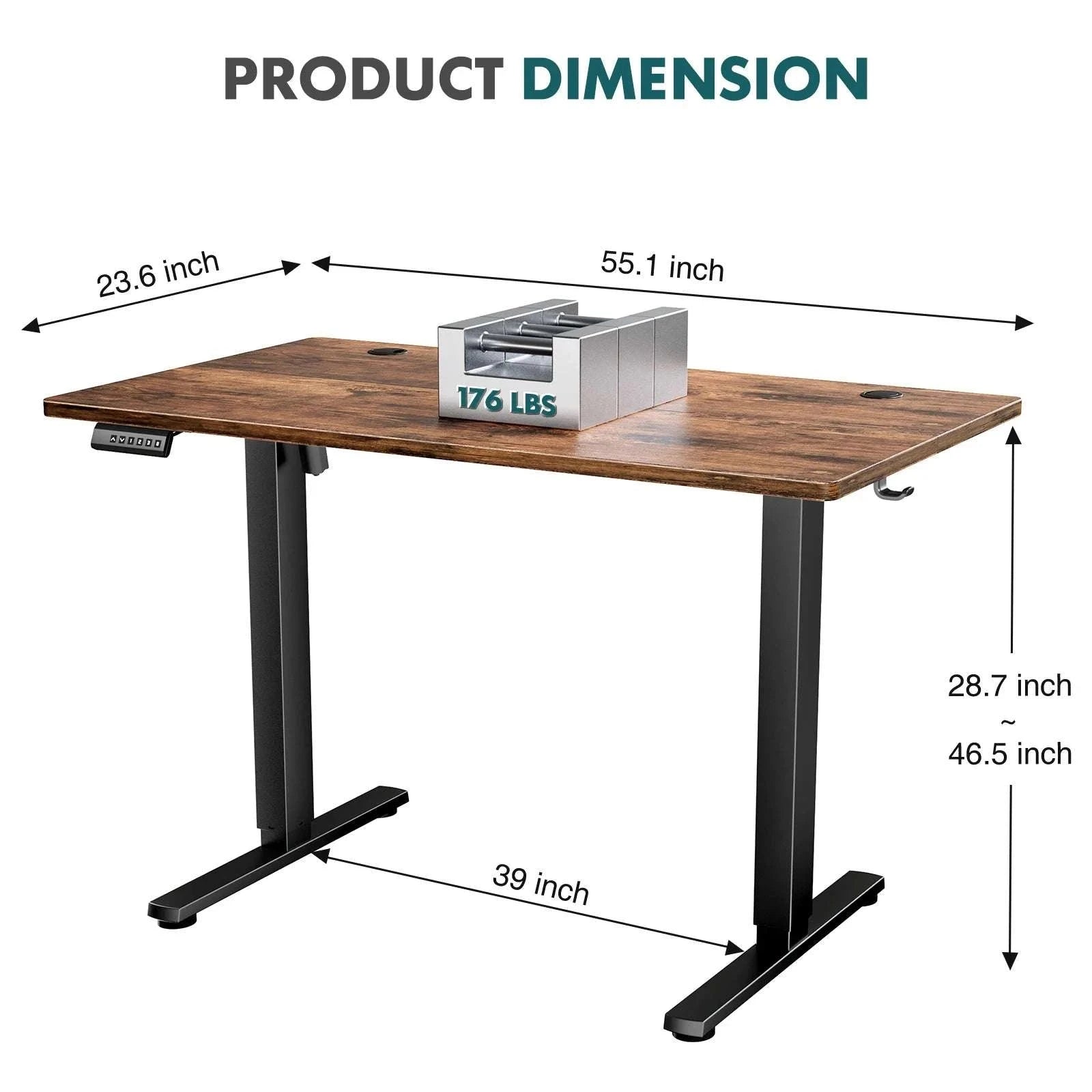 Electric Height Adjustable Standing Desk with Memory Settings-48IN OAK / United States