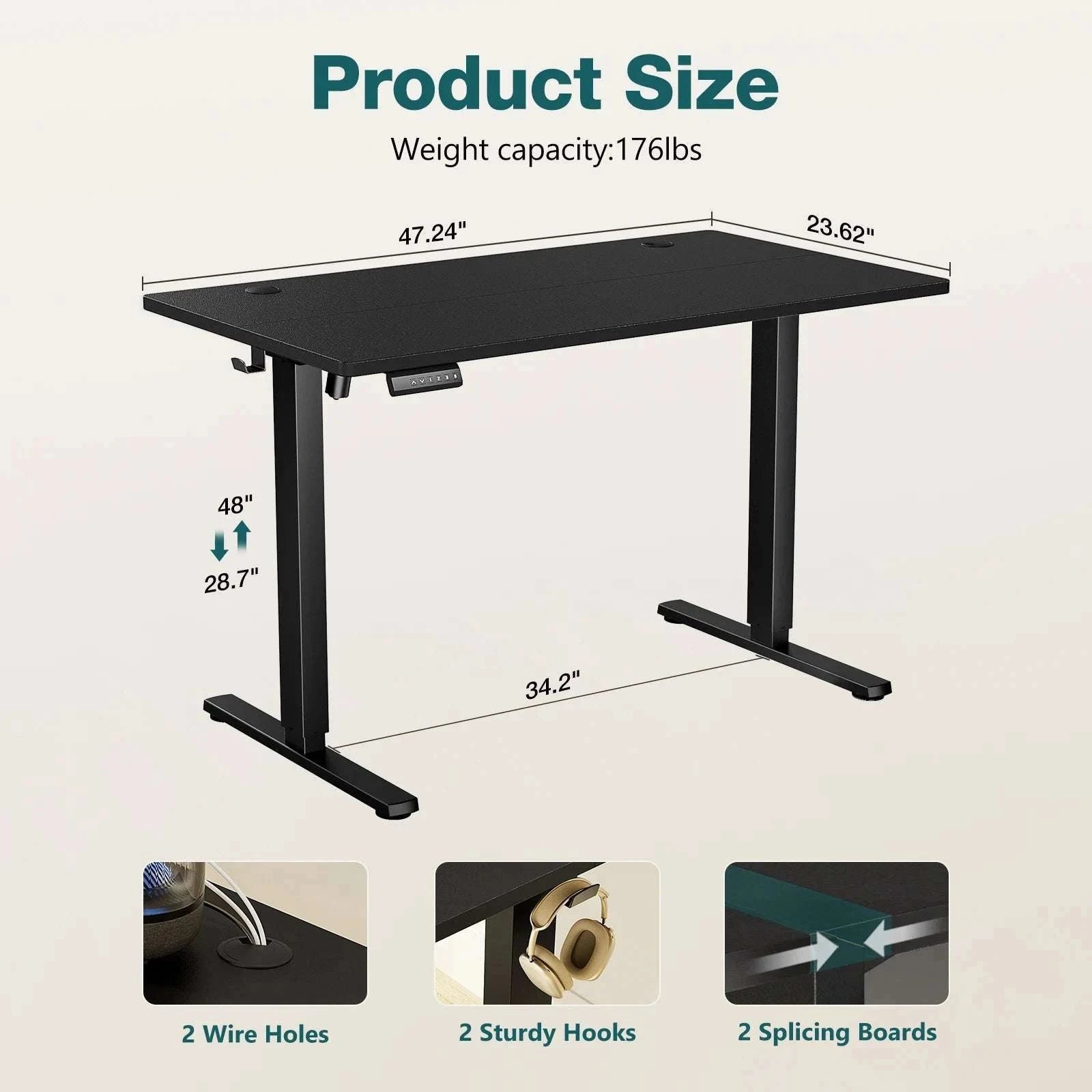 Electric Height Adjustable Standing Desk with Memory Settings-Chocolate / United States