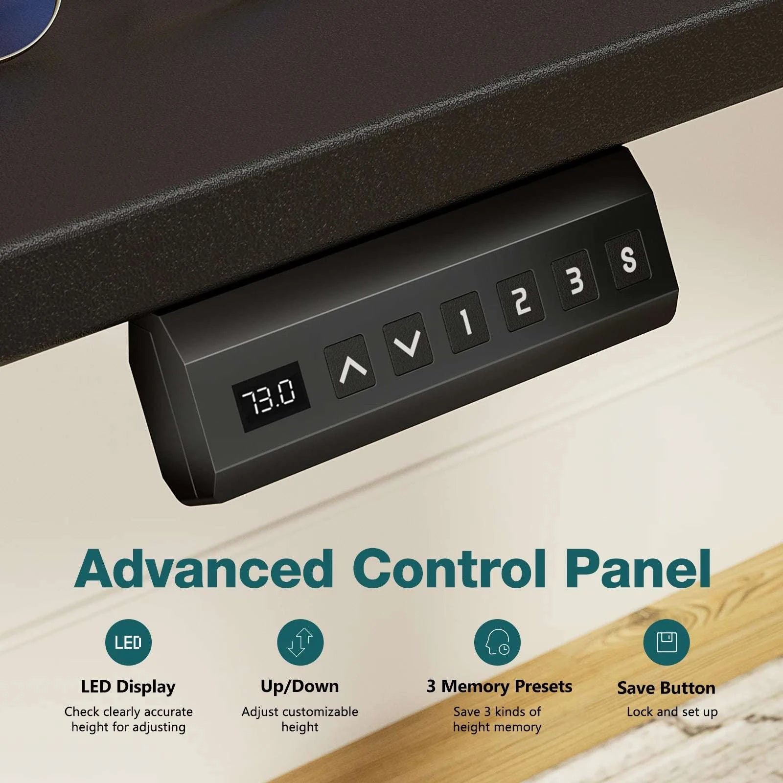 Electric Height Adjustable Standing Desk with Memory Settings-Chocolate / United States