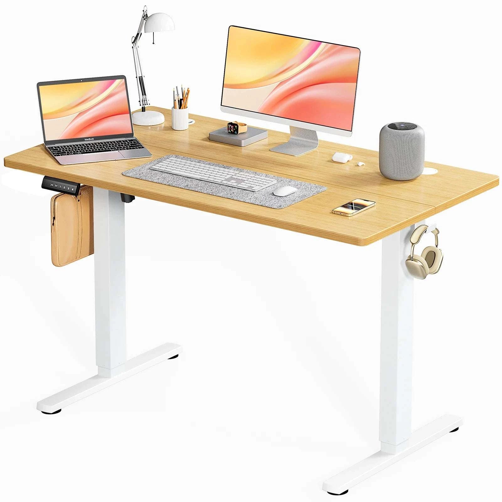 Electric Height Adjustable Standing Desk with Memory Settings-Chocolate / United States