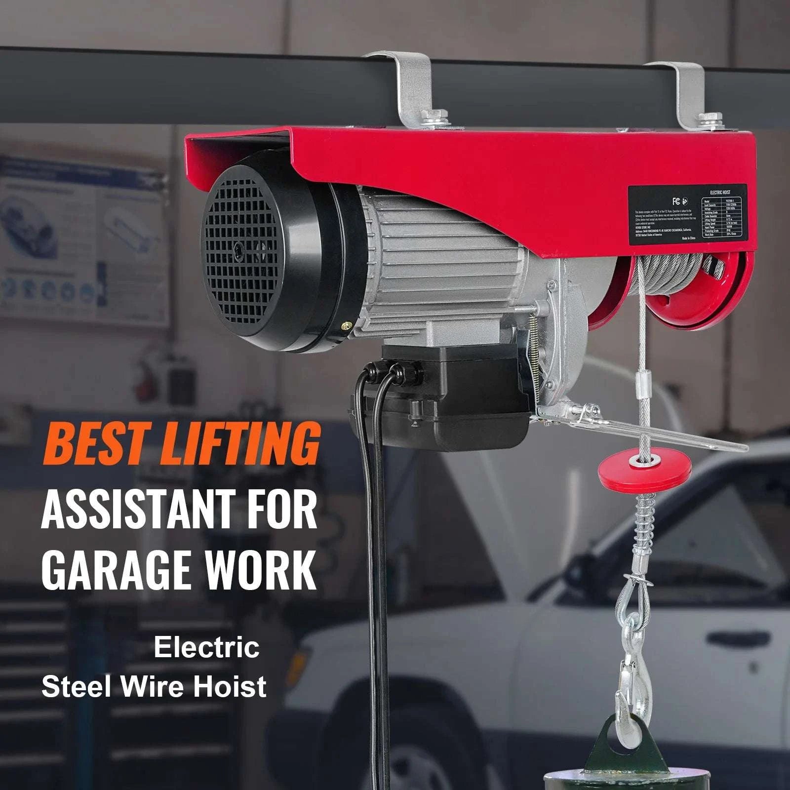 Electric Hoist 200–800kg with Remote Control for Garage Lifting-Wired 600kg / United States