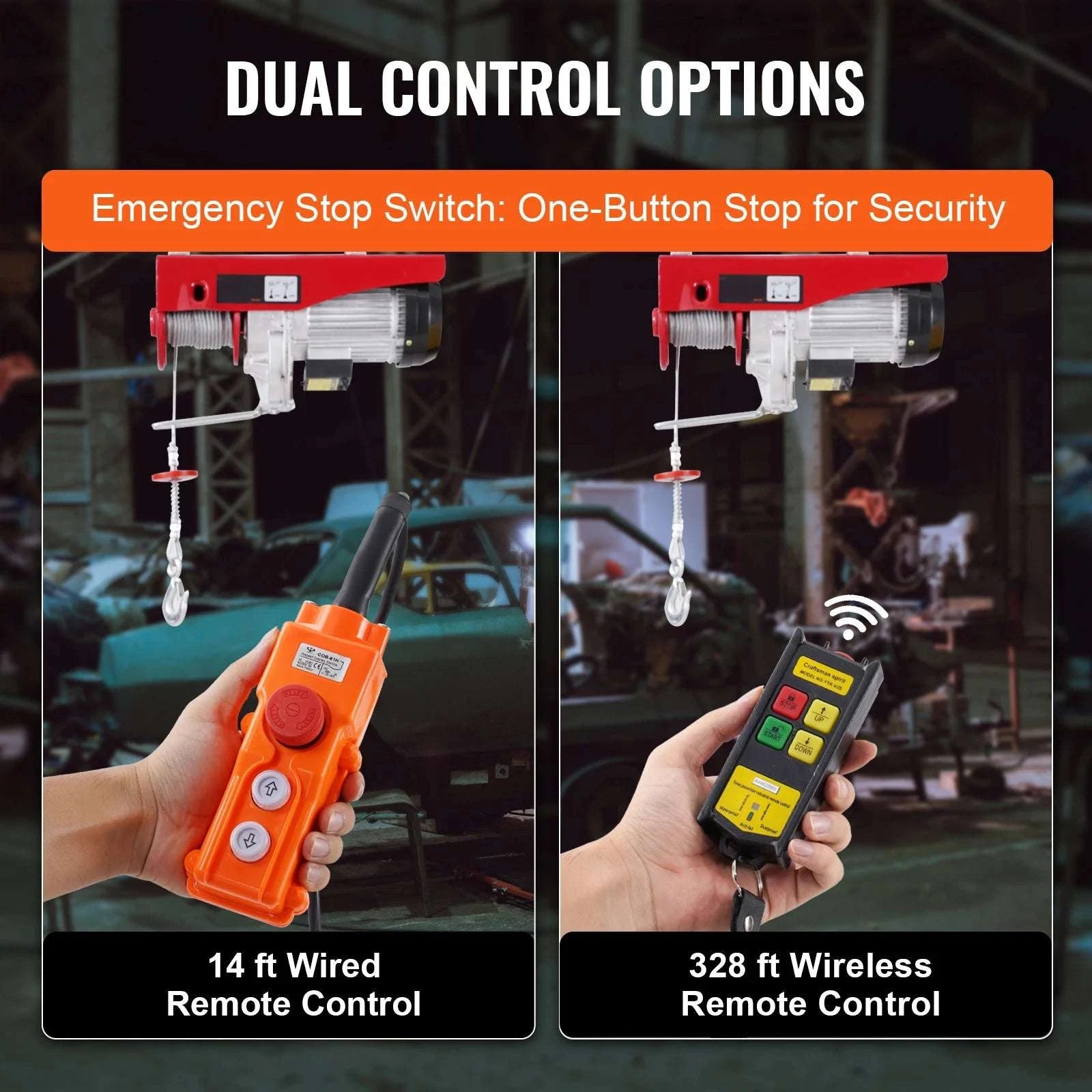 Electric Hoist 2200 lbs with Wireless & Wired Control Crane-2200lbs / United States
