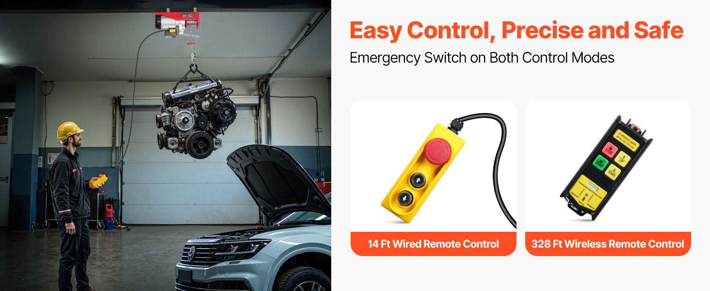 Electric Hoist 2200 lbs with Wireless & Wired Control Crane-2200lbs / United States