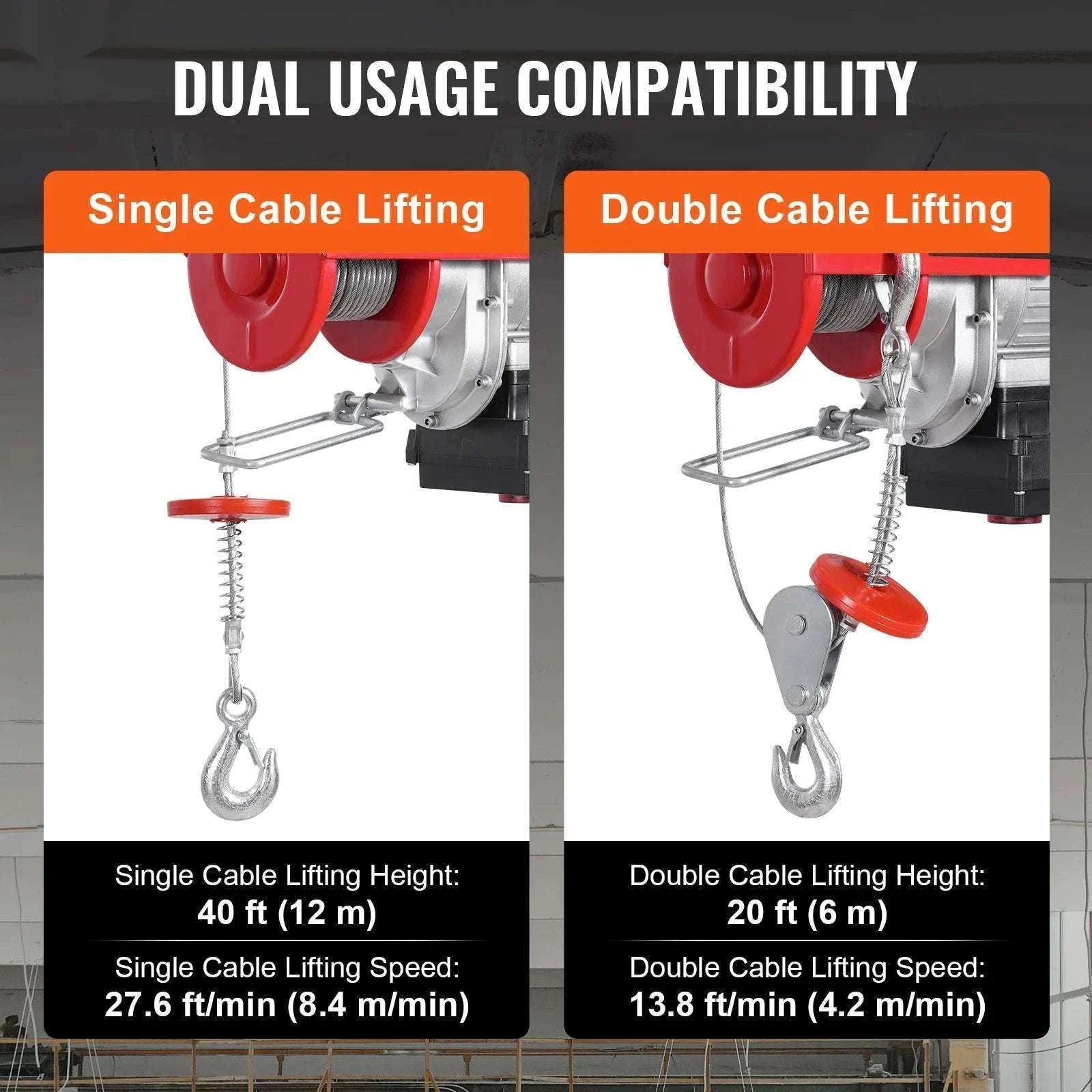Electric Hoist Crane 1320 lbs with Wireless Remote 328 ft Range-1320lbs / United States