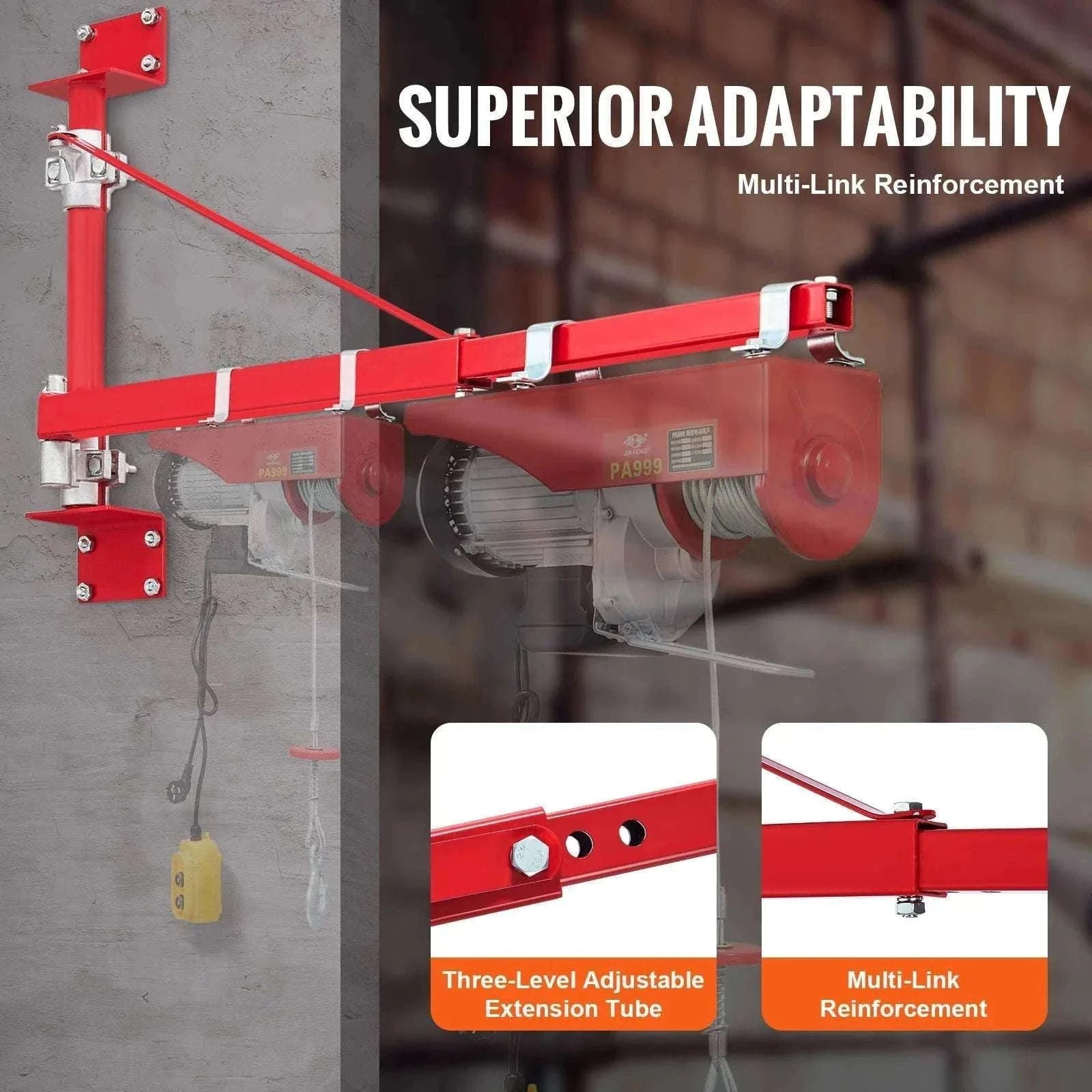 Electric Hoist Support Arm 660lbs Capacity with 180° Swing-750-1150mm / france