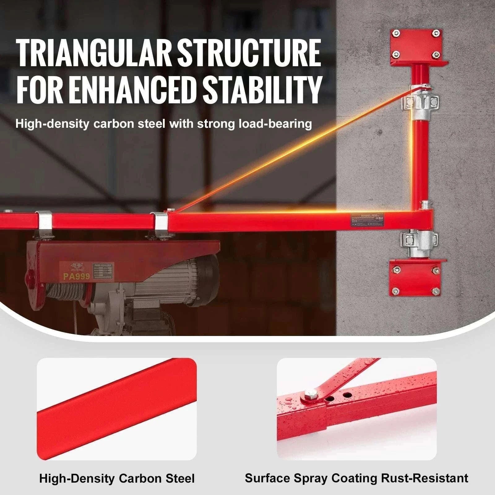 Electric Hoist Support Arm 660lbs Capacity with 180° Swing-750-1150mm / france
