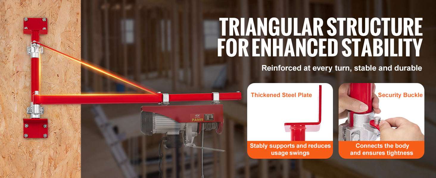 Electric Hoist Support Arm with 180° Swing for Heavy Lifting-