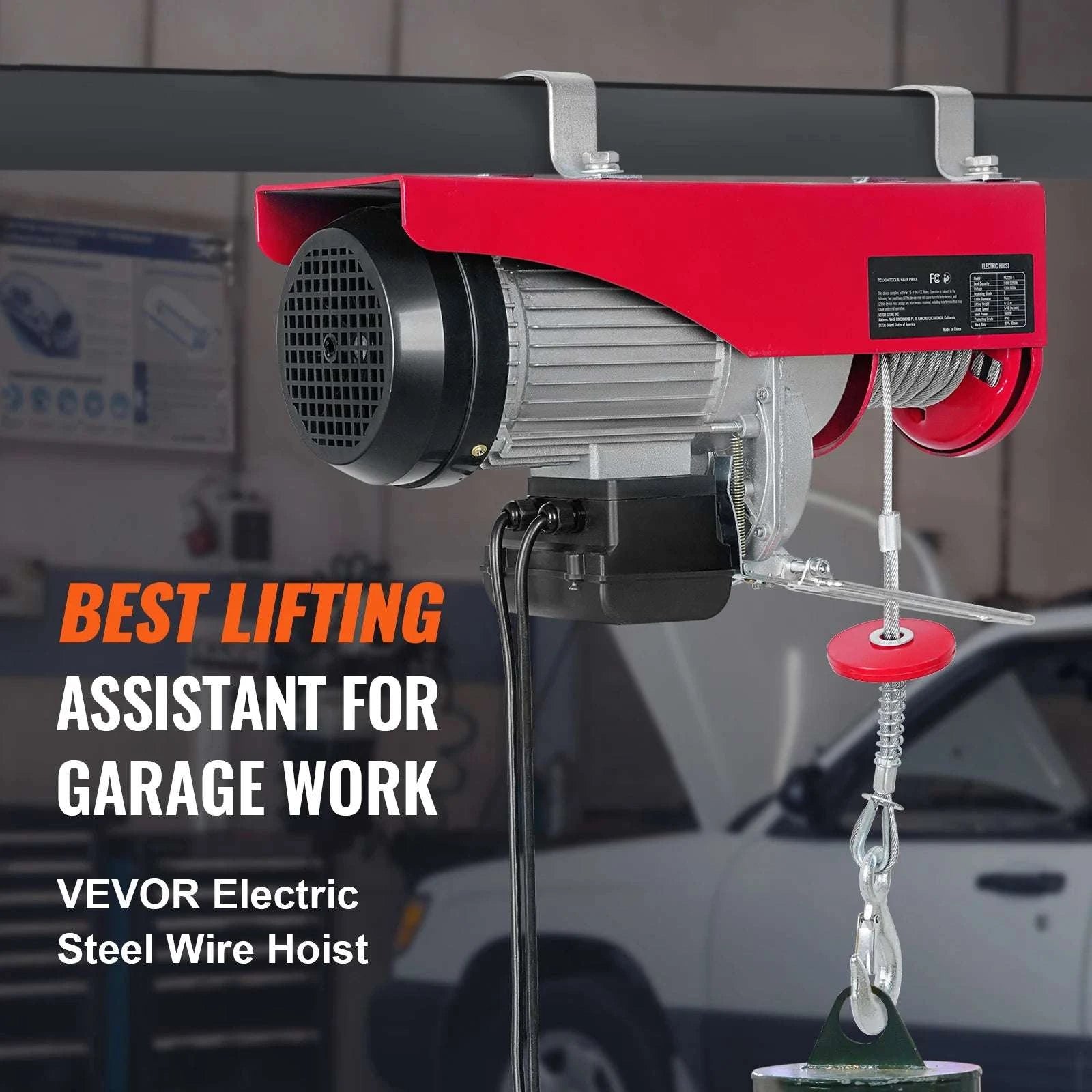 Electric Hoist Winch 550–2640 lbs with 40ft Cable for Garage Use-2640 lbs / CZECH REPUBLIC