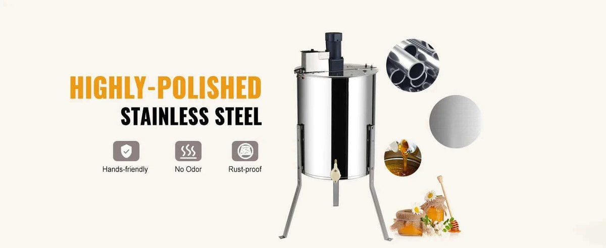 Electric Honey Extractor 4/8 Frames Stainless Steel with Adjustable Stand-18.5in / spain