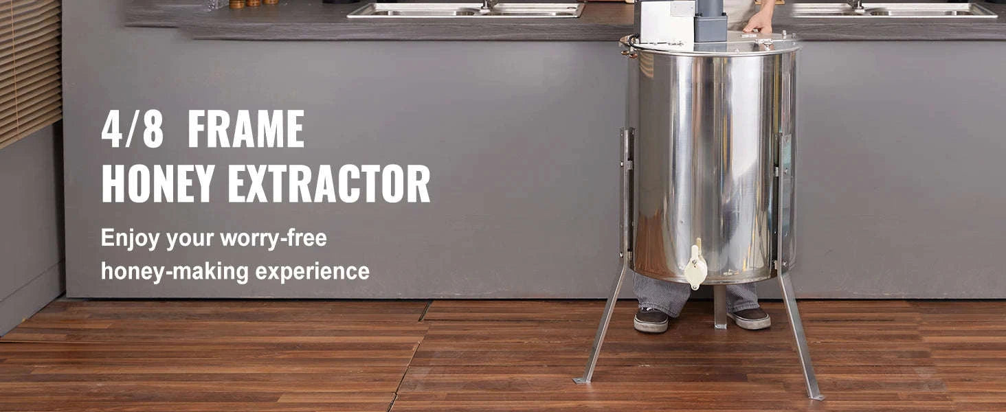 Electric Honey Extractor 4/8 Frames Stainless Steel with Adjustable Stand-18.5in / spain